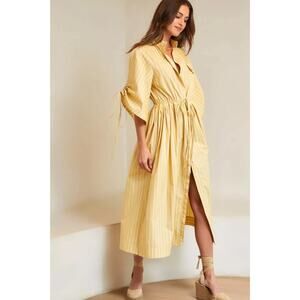 HEVRON Yana Stripe Midi Shirt Dress
